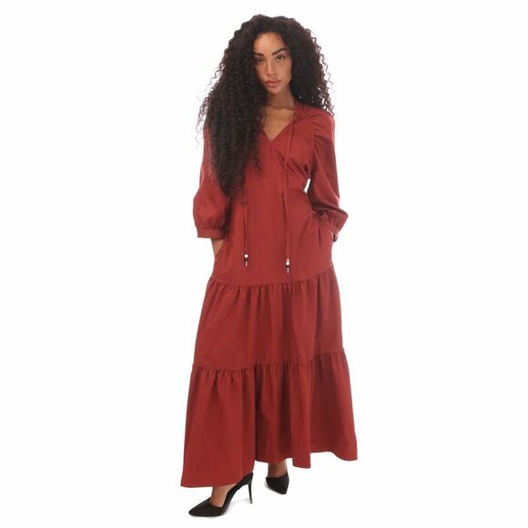 Boss Womens/Ladies Depera Tiered Maxi Dress / Red